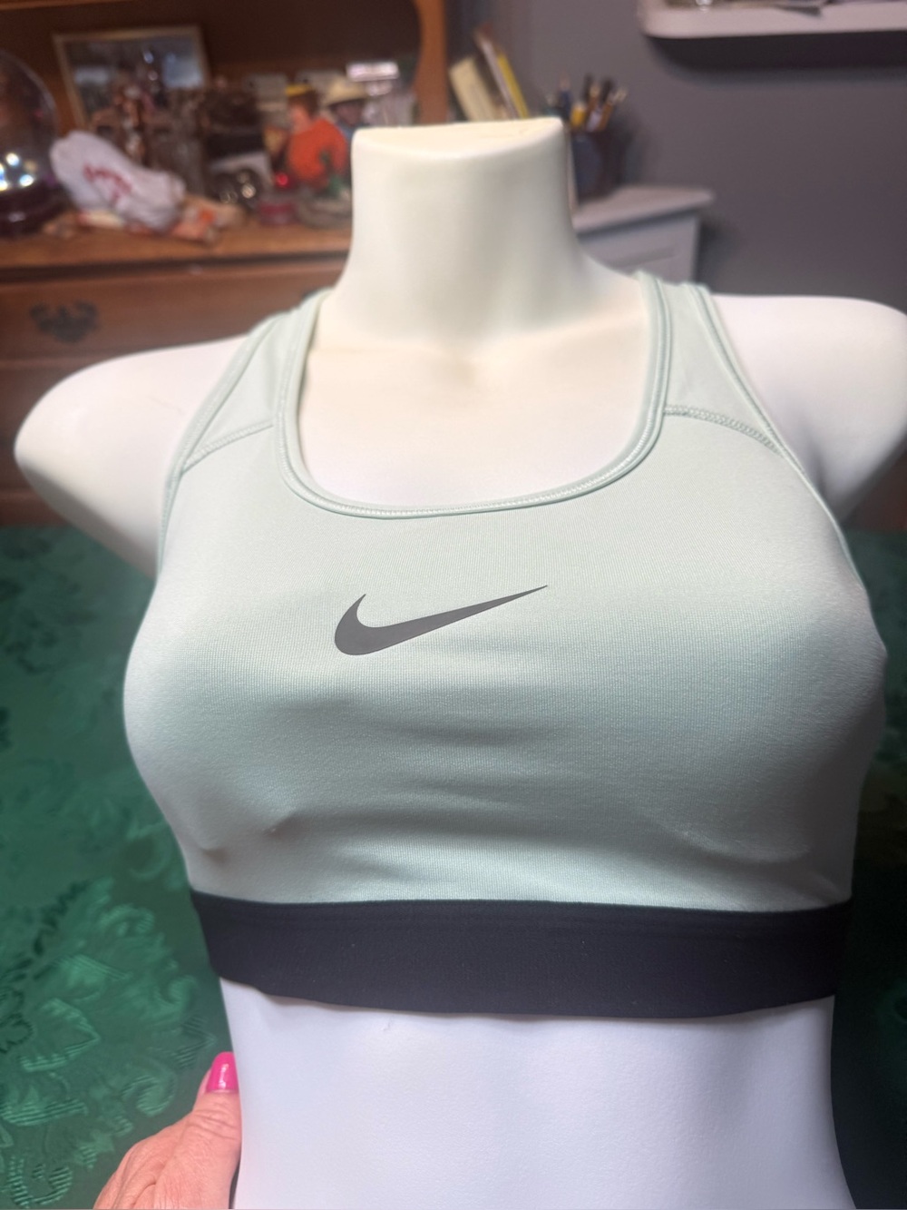 Nike Women's Mint Green Sports Bra with Black Band